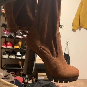 Never worn lug sole over the knee boots!